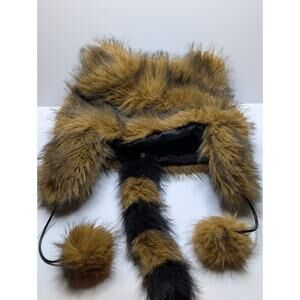 Faux Fur Animal Hat Wolf Bear Trapper Style Cosplay Costume Hat Size Large